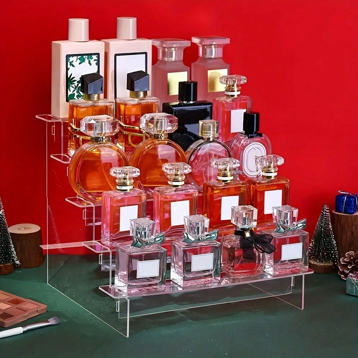 Display Risers Set - アクリルディスプレイライザー、香水オーガナイザースタンド、ジュエリーオーガナイザーラック、透明カップケーキホルダー、スピックラック、パーティー用デザートディスプレイ
