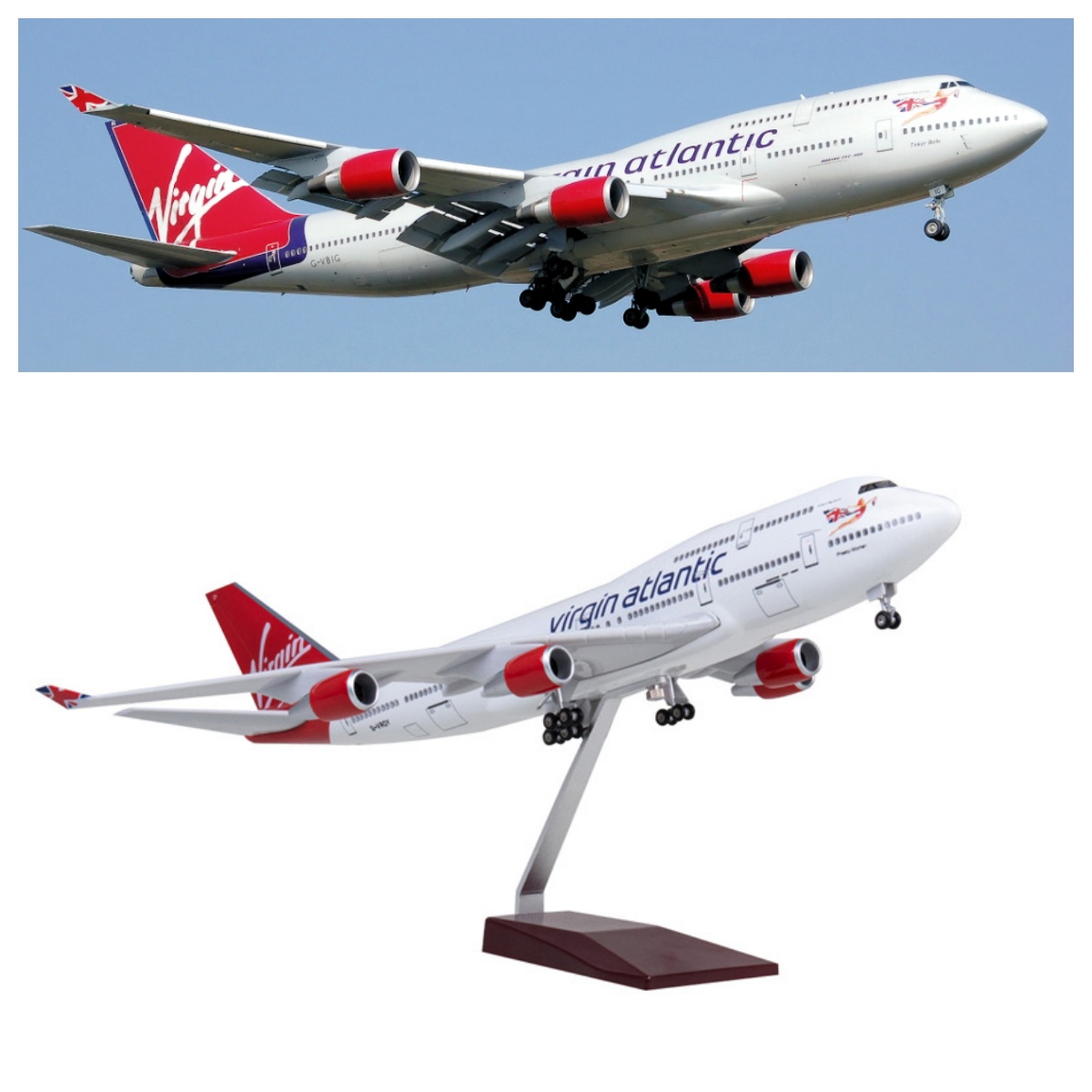 Model Airplane Plastic - 47cm バージン・アトランティック B747 飛行機模型 レジン製 プラスチック製模型玩具