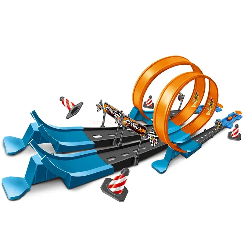 Hot Wheels Car Track Sets - ホットスタントスピードカーホイールモデルレーシングトラックDIY組み立てレールキットカタパルトレール対戦バトルPKおもちゃカーギフト