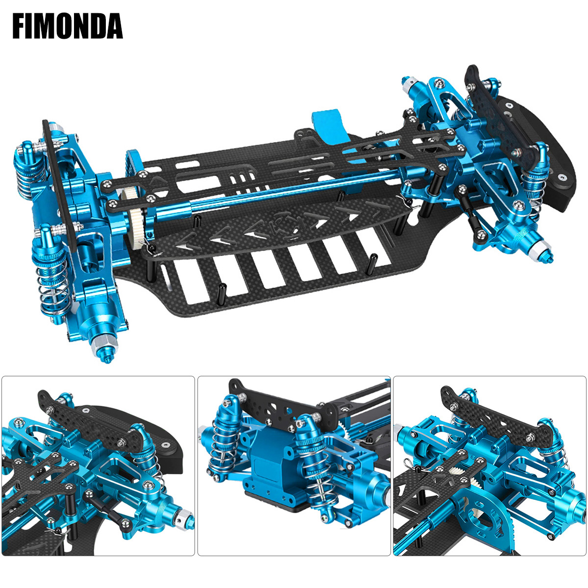 Tamiya Model Rc Car - アルミ＆カーボンファイバーフレームシャーシキット、ショックアブソーバー、ベルトドライブ付き、1/10 RCカー タミヤ TT01 TT-01 DIYアップグレードパーツ用