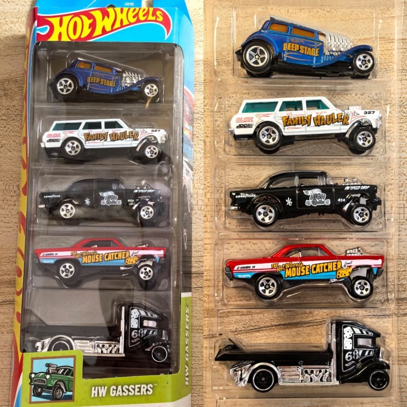 Hot Wheels Car Track Sets - ホットウィール 合金製ミニチュア ランニングカーセット - 5個セット デスクトップトラック