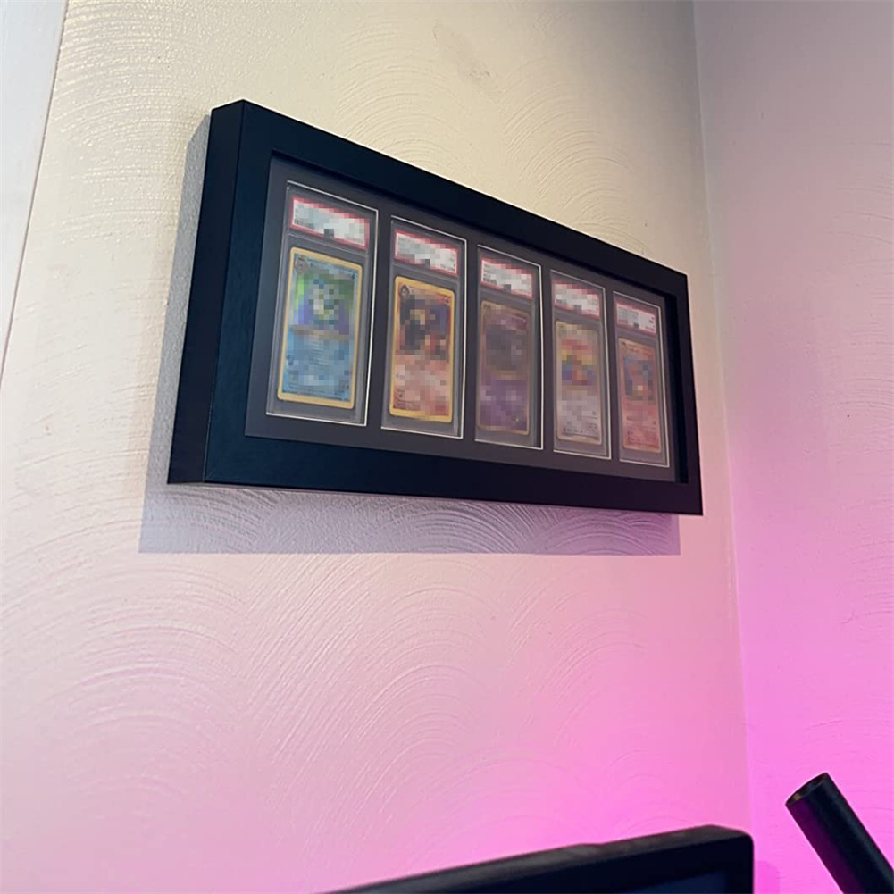 Graded Card Display - 3-9グリッド木製スポーツカードディスプレイケースフレームカードブリックフレームスタンド保護キャビネット