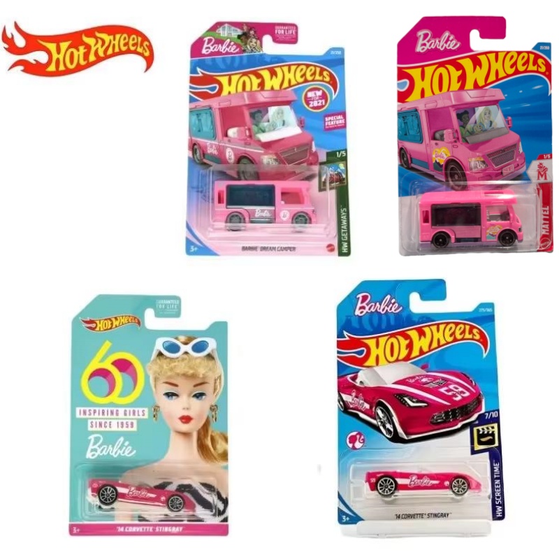 Hot Wheels Car Track Sets - 本物の在庫あり ホットウィール バービー共同ブランド合金車モデル 高品質おもちゃ 誕生日プレゼント トラックデーをテーマにしたプレイビークル