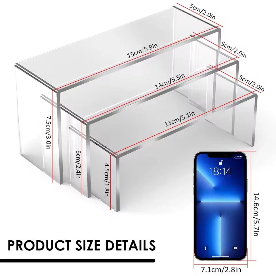 3/6/9/12Pc 透明アクリルディスプレイスタンド化粧品 - Display Risers Set のレビューと価格