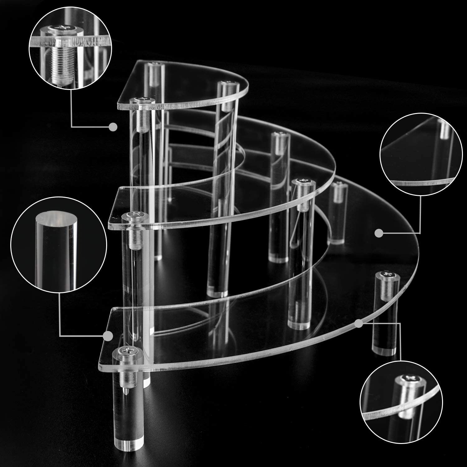3レベルのアクリル丸カップケーキデザートスタンド-クリスラー - Pop Display Shelf のレビューと価格