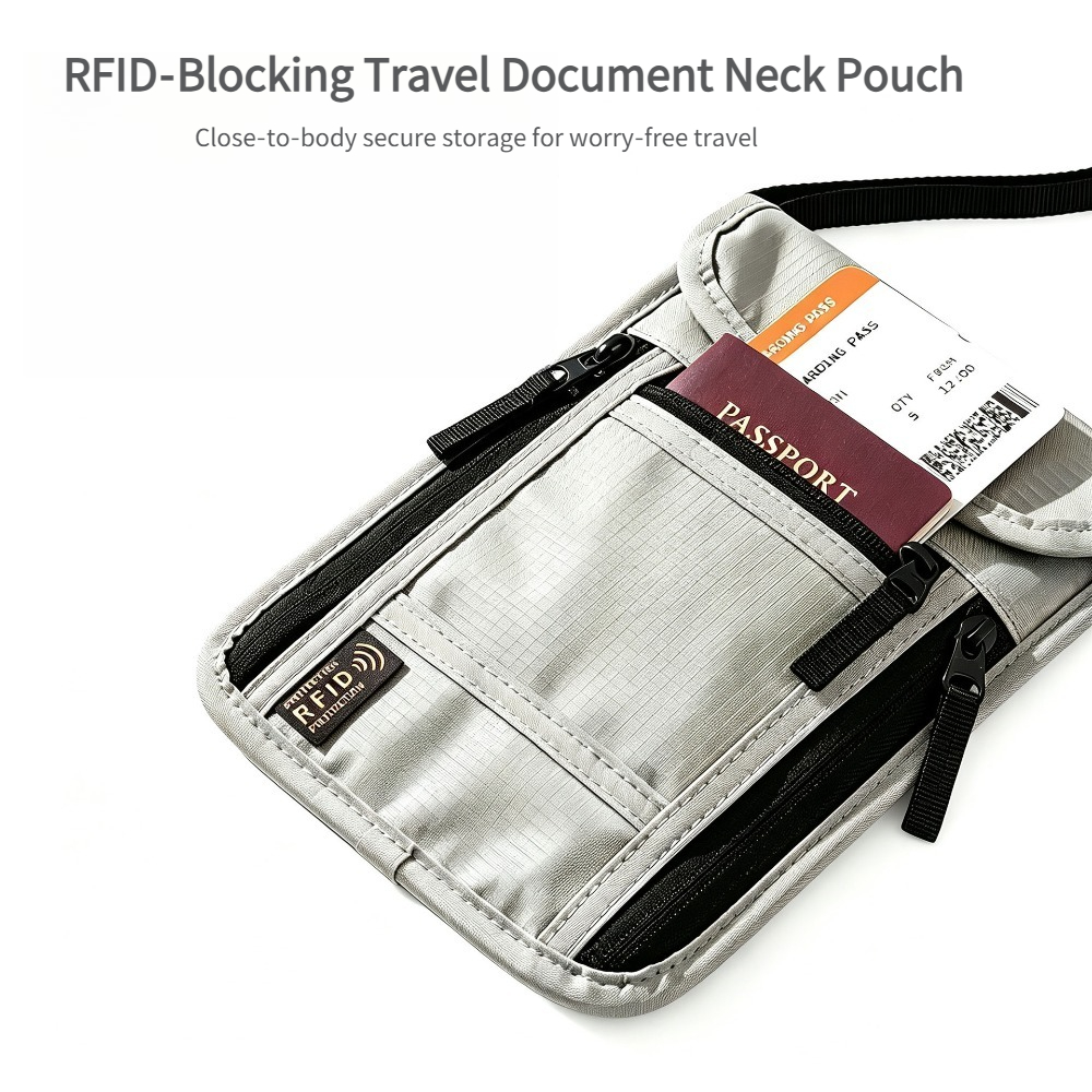 トラベルネックウォレット、RFIDブロッキングパスポートホル - Card Top Loader のレビューと価格