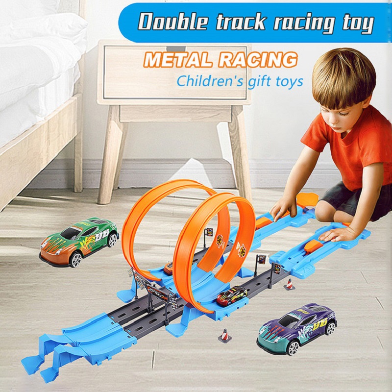 ホットスタントスピードダブル車のホイールモデルレーシングトラ - Hot Wheels Car Track Sets のレビューと価格